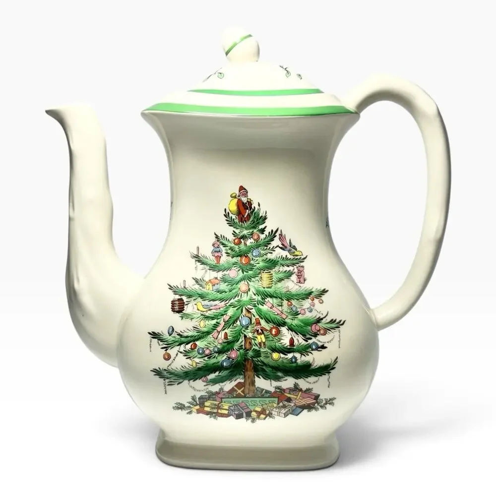 Spode “Christmas Tree” Ceramic Coffee Pot & Lid 9” 44oz